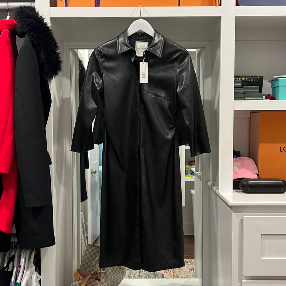 Elie Tahari Vegan Leather Shirtdress